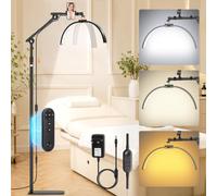 Adonafy Lampara Extensiones de Pestañas: 21" Plegable Lampara LED de Pie Para Pestañas con 3 Colores Regulables & Rotación de 360° para Salón, Hogar, Negro