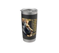 Adonai Rey Cristo Jesús Poder León Fuerza Fe Amor Esperanza Vaso térmico de acero inoxidable de doble pared