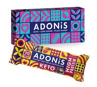 Adonis Barras de proteína Keto | Barras de mantequilla de maní y chocolate | 100% Natural Nut Snacks, bajo en carbohidratos, alto en proteínas, vegano, sin gluten, bajo en azúcar, paleo - Caja de 6