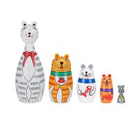 Adoorniequea 5 muñecos rusos para decoración de animales matrioshka para el escritorio del hogar