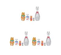 Adoorniequea Juego de 3 muñecos rusos de anidación de 5 piezas para decoración de animales matrioshka para el escritorio del hogar