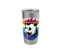 Adopta un gato callejero divertido zarigüeya zarigüeya envejecida puesta Vaso térmico de acero inoxidable de doble pared