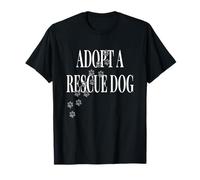 ADOPTA UN Perro DE Rescate - Texto Gris Grande con Huellas Camiseta