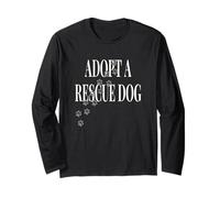 ADOPTA UN Perro DE Rescate - Texto Gris Grande con Huellas Manga Larga