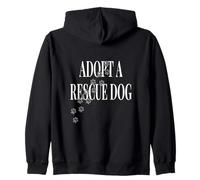 ADOPTA UN Perro DE Rescate - Texto Gris Grande con Huellas Sudadera con Capucha