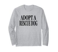 ADOPTA UN Perro DE Rescate - Texto Negro Grande con Huellas Manga Larga