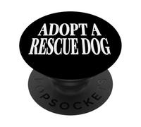 ADOPTA UN Perro DE Rescate - Texto Negro Grande PopSockets PopGrip Adhesivo