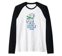 Adopta un Refugio Perro Amantes de Mascotas Arte de adopción de Perros Camiseta Manga Raglan