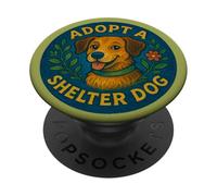 Adopta un Refugio Perro Amantes de Mascotas Arte de adopción de Perros PopSockets PopGrip Adhesivo