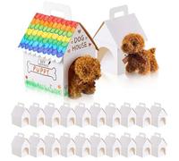 Adopta una mascota, paquete de 24 regalos de fiesta para adoptar un cachorro, cajas de regalos en blanco con puerta y asa, lindo tema de mascota para cumpleaños de niños, recompensas en el