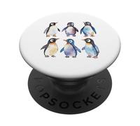 Adorable Acuarela pingüinos antárticos Fauna Arte PopSockets PopGrip Adhesivo