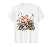 Adorable Acuarela Pulpo Vida Marina Arte Camiseta