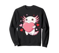 Adorable ajolote Kawaii sosteniendo un Gran corazón Rosa Sudadera