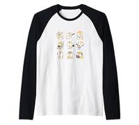 Adorable Akita Inu en la oficina, lindos garabatos de perro japonés Camiseta Manga Raglan