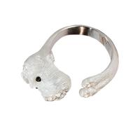 Adorable anillo envolvente para perro, joyería de banda abierta ajustable para ella, encantadora pieza de de aleación de zinc con estilo pequeño para novia, hermana, joven, madre, mejores colegas