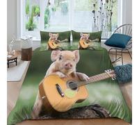 Adorable Animal Music Funda Edredon Microfibra Juego de Ropa de Cama de 3 Piezas Impresión 3D Cierre de Adorable Animal Music Funda de Edredón Funda de Almohada a Juego for Adultos （140x200cm）