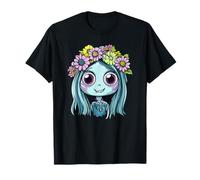 Adorable arte de flores de niña zombi Camiseta