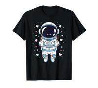 Adorable Astronauta Corazón Manos Espacio Amante Día de San Valentín Camiseta