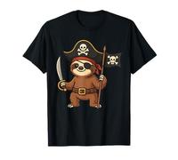 Adorable Aventura de Perezoso Pirata con Bandera Jolly Roger Camiseta