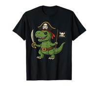 Adorable Aventura Pirata T-Rex con Bandera Jolly Roger Camiseta