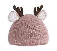 Adorable Baby Knitted Cap with Cute Deer Antler Design Perfect Winter Gift for Newborns
