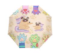 Adorable Bebé Arco Iris Haba Dog Paraguas Plegable Automático Paraguas de Viaje Mujer Niño Niña Protección UV Resistencia Viento Impermeable