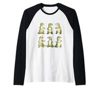 Adorable bebé Komodo dragón Acuarela Lagarto Arte Camiseta Manga Raglan