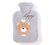 Adorable bolsa de agua caliente de 1000 ml - Calentador de vientre con diseño de dibujos animados, a prueba de explosiones y portátil para el invierno - Oso