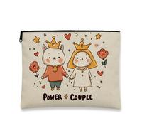 Adorable bolsa de maquillaje de pareja de animales, bonita bolsa de viaje de reyes y reinas de dibujos animados para mujeres, organizador portátil de lona con cremallera, regalo divertido para