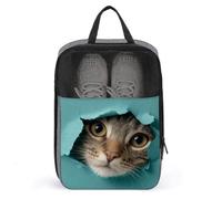 Adorable bolsa de zapatos de gato mirando desde un agujero para viajes, uso diario, bolsa de almacenamiento antipolvo para zapatos de golf