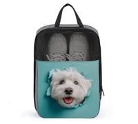 Adorable bolsa para zapatos de golf con diseño de perro que mira desde un agujero, para viajes, uso diario, bolsa de almacenamiento antipolvo para zapatos de golf