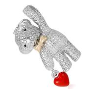 Adorable broche de corazón en forma de oso con forma de animal con diamantes de imitación para mochila, accesorios de regalo, pin de oso de moda, One Size, como se describe