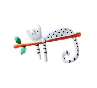 Adorable broche esmaltado de aleación de dibujos animados de gato manchado, accesorio para atuendos casuales y declaraciones de moda, M, Metales no preciosos, Jade