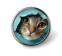 Adorable broche redondo de gato mirando desde un agujero para hombres y mujeres, insignia, collar, vestido, chaqueta, mochila, accesorios