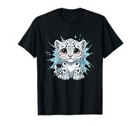 Adorable Cachorro de Leopardo de Nieve con Grandes Ojos Kawaii Camiseta
