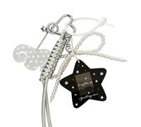 Adorable cadena de lazos para niñas y adolescentes con forma de estrella y textura suave, accesorio para bolso de mano, marco de fotos de ídolo, Negro