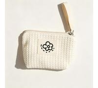 Adorable cartera compacta con diseño floral, perfecta para viajes, Blanco | Adorable cartera compacta con un diseño floral, perfecta para viajar y almacenar cosméticos