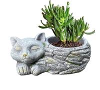 Adorable Cat Flower Pot - Resin Plant Planter for Small Plants, Succulents, and Herbs | Non-Deformable, Long-Lasting Material, for Plant Lovers, Home Decoration, Desk, and Garden Display