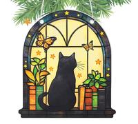 Adorable Cat Memorial Stained Glass Pendant, Acrylic Colorful Window Cat Pendant, Window Balcony Porch Cat, Porch Wall Cat Stained Glass, Artistic Sense Wall Art Decor for Window, Garden, Wall