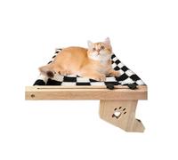 Adorable Cat Perch for Windowsill, Sturdy Wooden Cat Bed Nesting Seat, Adjustable Cat Windowsill Nest, Cat Hammock Seat with Cushioned Bed Cover for Sleeping, Playing, Climbing