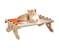 Adorable Cat Perch for Windowsill, Sturdy Wooden Cat Bed Nesting Seat, Adjustable Cat Windowsill Nest, Cat Hammock Seat with Cushioned Bed Cover for Sleeping, Playing, Climbing