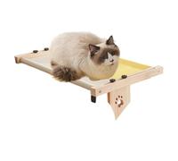 Adorable Cat Perch for Windowsill, Sturdy Wooden Cat Bed Nesting Seat, Adjustable Cat Windowsill Nest, Cat Hammock Seat with Cushioned Bed Cover for Sleeping, Playing, Climbing