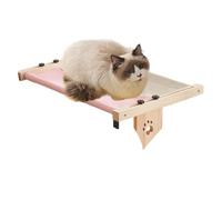 Adorable Cat Perch for Windowsill, Sturdy Wooden Cat Bed Nesting Seat, Adjustable Cat Windowsill Nest, Cat Hammock Seat with Cushioned Bed Cover for Sleeping, Playing, Climbing