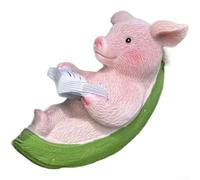 Adorable cerdito suspendido asiento de jardín estatua de resina artesanal para decoración de césped de patio, adorno animal resistente a la intemperie 15 cm