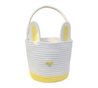 Adorable cesta de Pascua hecha a mano con cara de conejo, cuerda de algodón para niños, colección de huevos de Pascua y decoración de búsqueda del tesoro, cesta de cuerda de algodón, decoración de