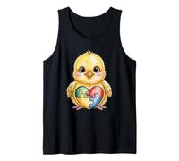 Adorable Chick Autismo Concientización Puzzle Corazón Camiseta sin Mangas