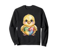 Adorable Chick Autismo Concientización Puzzle Corazón Sudadera
