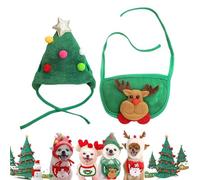 Adorable Christmas Tree Pom-Pom Hat, Adjustable Cat Dog Christma Collar Hats, Comfortable Soft, for Holiday Photo, Party, Gathering (Style A,M)