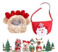 Adorable Christmas Tree Pom-Pom Hat, Adjustable Cat Dog Christma Collar Hats, Comfortable Soft, for Holiday Photo, Party, Gathering (Style D,S)