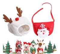 Adorable Christmas Tree Pom-Pom Hat, Adjustable Cat Dog Christma Collar Hats, Comfortable Soft, for Holiday Photo, Party, Gathering (Style E,M)